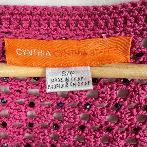 Cynthia Cynthia Steffe crochet knit beaded sweater/ cardigan - Picture 6 of 12